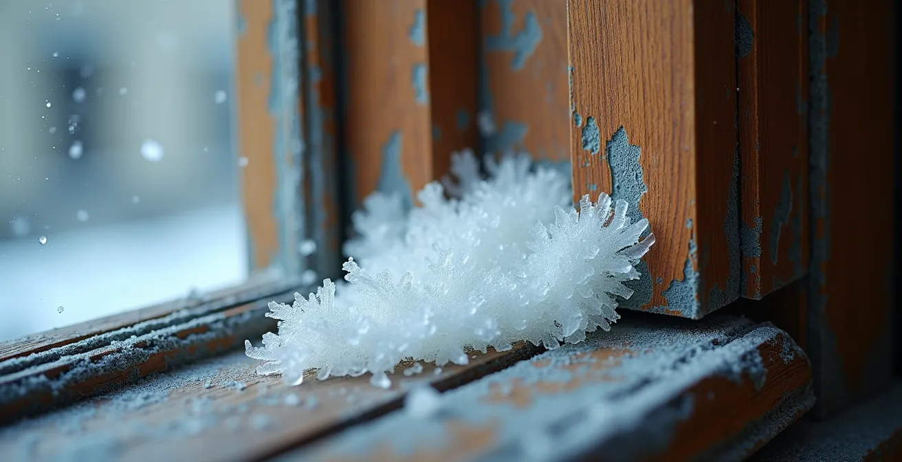 Aerogel insulation strips applied around a heritage window frame