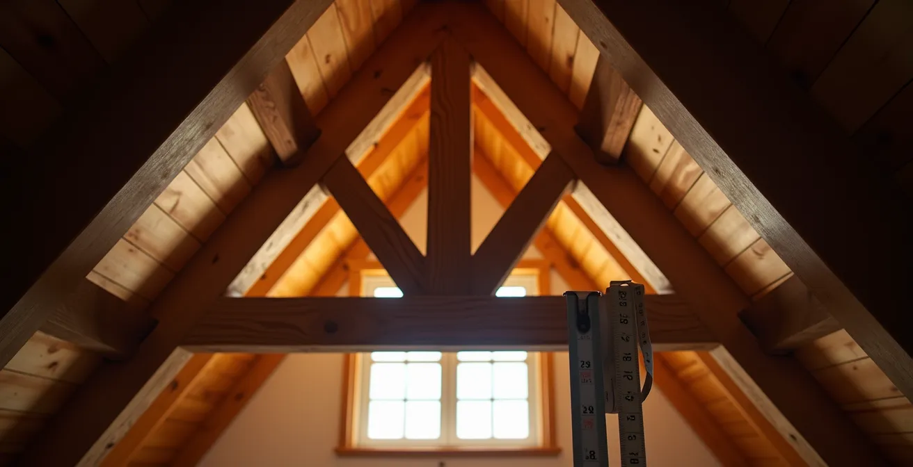 Detailed view of Fink truss components in Canadian residential attic