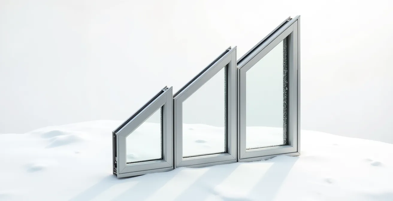 Close-up comparison of window energy labels showing different rating zones for Canadian climates