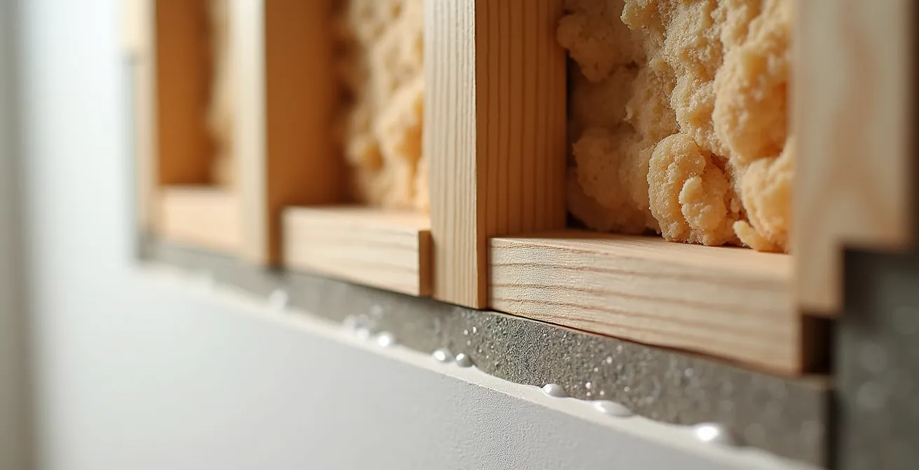 Technical cross-section showing vertical strapping creating an air gap behind siding for moisture management.