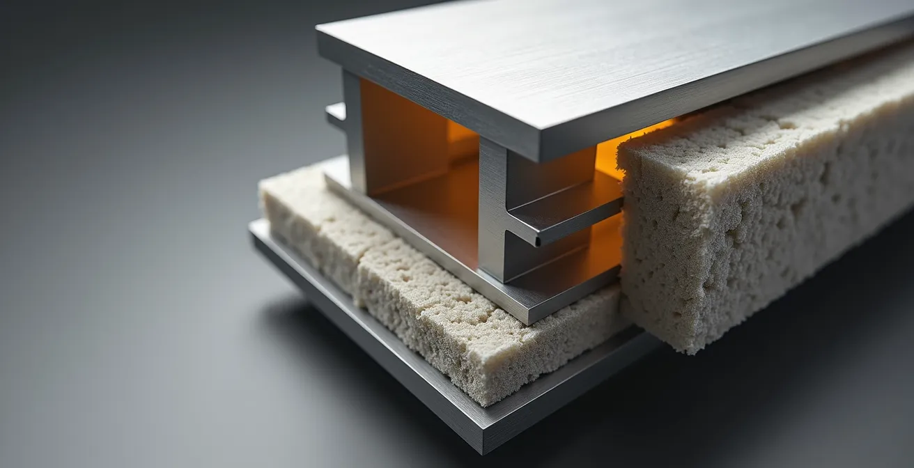 Macro close-up of IC-rated recessed light fixture showing thermal protection housing and insulation contact surface