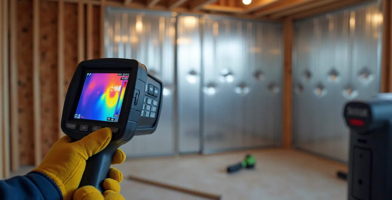 Thermal imaging camera checking VIP panel installation integrity